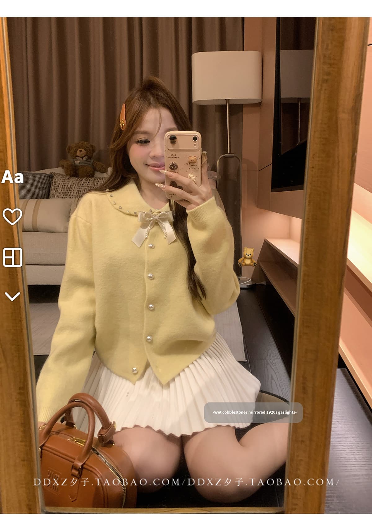 한 부서 달콤함 나비 매듭 네클라인 니트 오픈 가디건 여성 봄 가을 새로운 디자인 센스 Chic 쇼트 스타일 맨위 상세 이미지 30