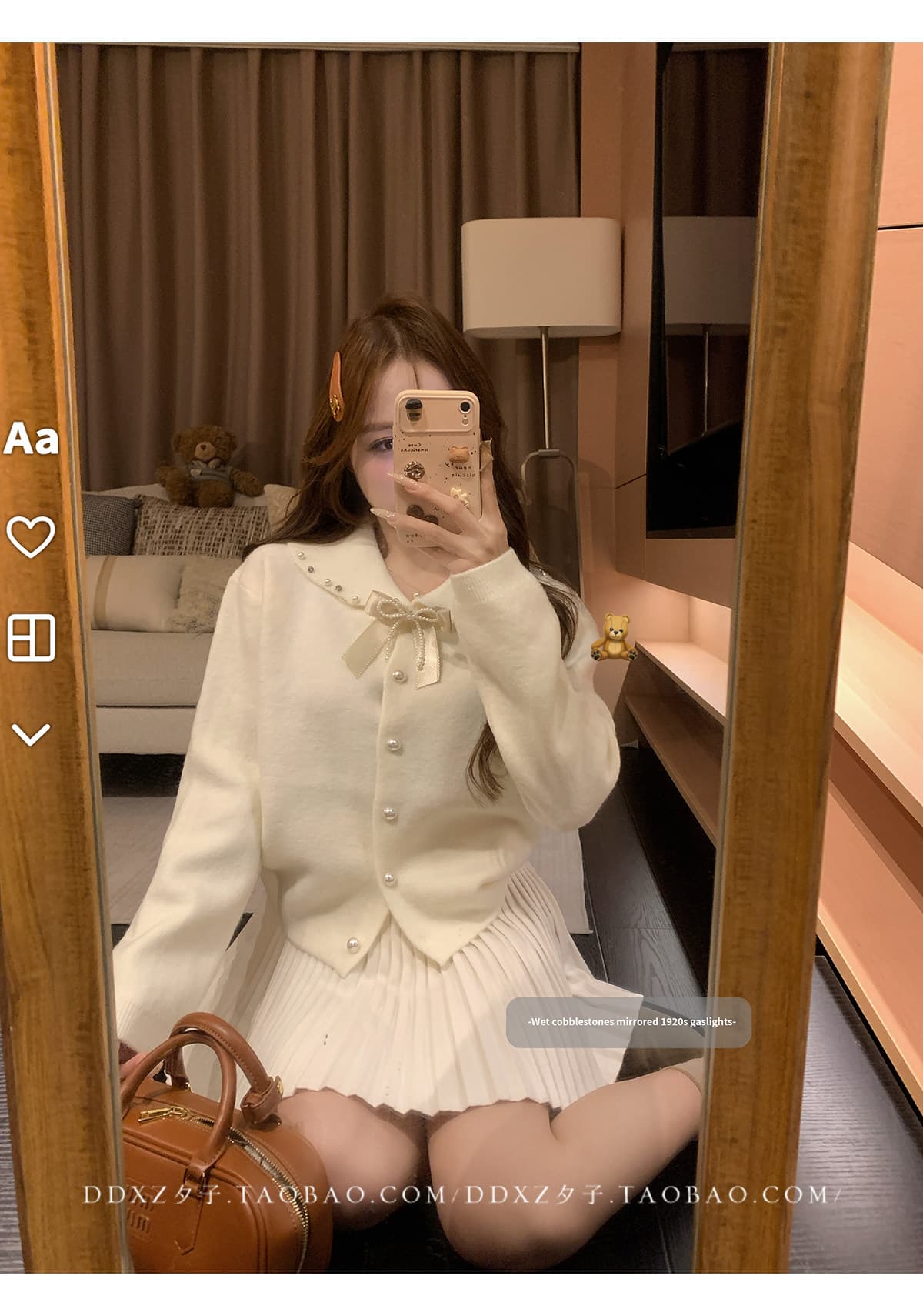 한 부서 달콤함 나비 매듭 네클라인 니트 오픈 가디건 여성 봄 가을 새로운 디자인 센스 Chic 쇼트 스타일 맨위 상세 이미지 35