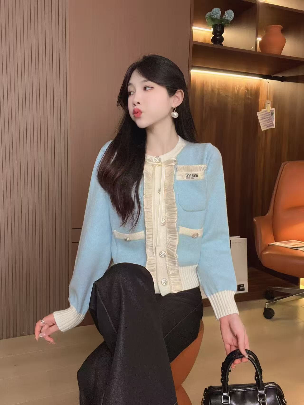 인기 오픈 가디건 스웨터 여성 짧은 한국 스타일 작은 샤넬 스타일 프랑스식 작은 청신 연령 감소 캐주얼 다용도 스웨터 코트 상세 이미지 9