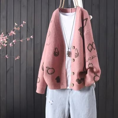 한 부서 가을 겨울 새로운 느긋한 바람 루즈핏 스웨터 여성 코트 레트로 문예 자수 니트 오픈 가디건 다용도 맨위 상세 이미지 3