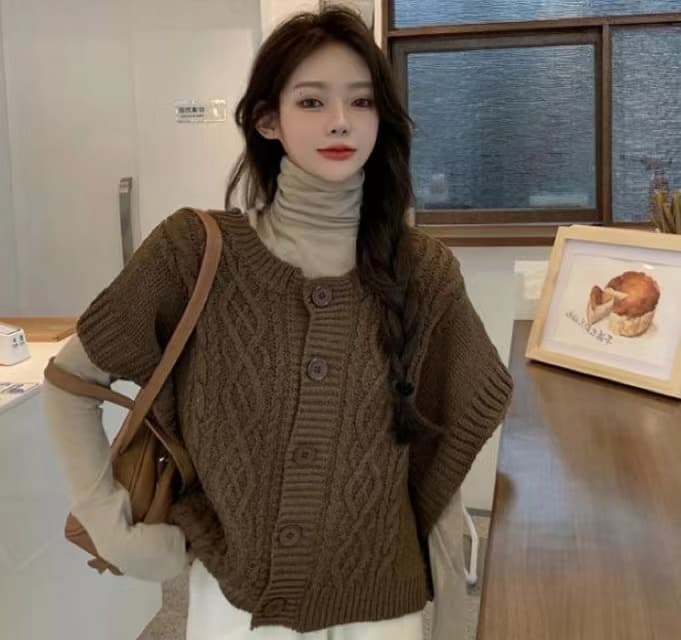 한 부서 가을 단색 양모 라운드 넥 출퇴근 외출용 단추 두꺼운 바늘 실키 같은 편안함 민소매 한 바람 조끼 여자 상세 이미지 7