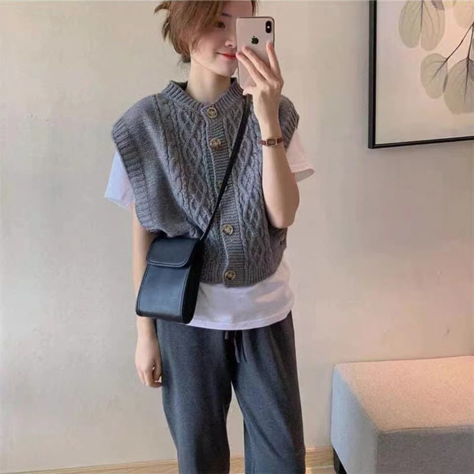 한 부서 가을 단색 양모 라운드 넥 출퇴근 외출용 단추 두꺼운 바늘 실키 같은 편안함 민소매 한 바람 조끼 여자 상세 이미지 14