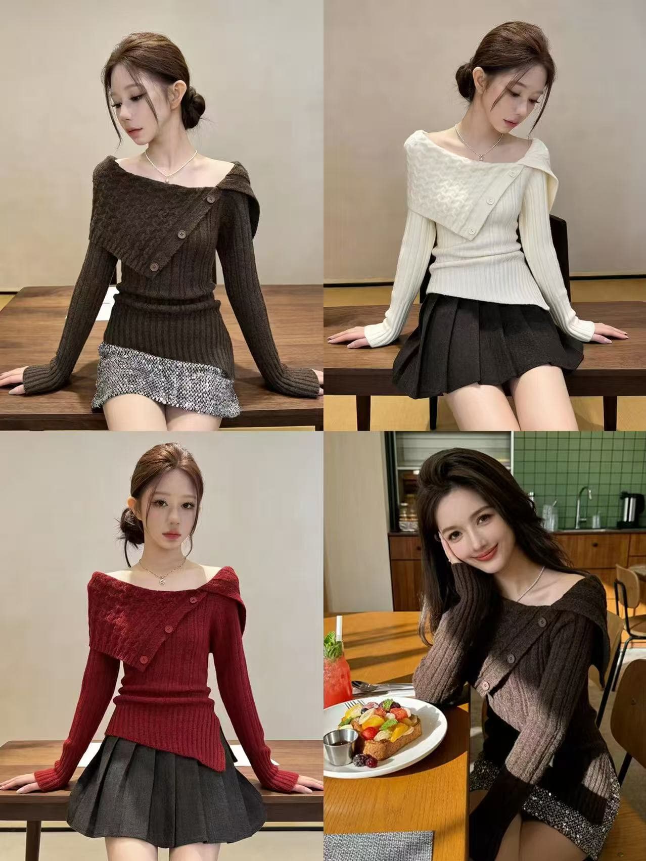 한국 chic 가을 겨울 작은 대중 디자인 센스 폴로 칼라 버튼 긴팔 니트 스웨터 두꺼운 스웨터 상세 이미지 10