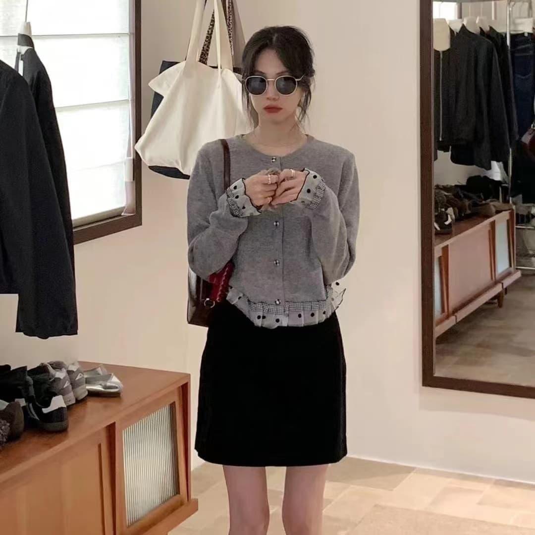 레이스 레이스 디자인 센스 오픈 가디건 스웨터 여성 코트 외부 가져 가라. 작은 대중 니트 맨위 이미지 4
