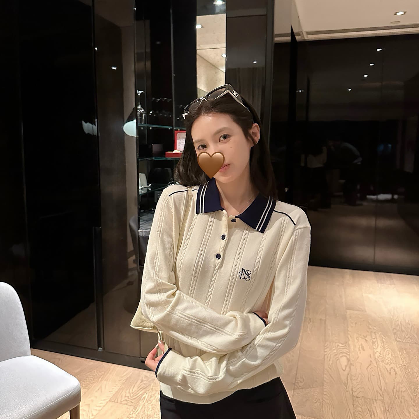 배색 POLO 칼라 트위스트 무늬 니트 스웨터 만나는 스웨터 여자 가을 겨울 캐주얼 긴팔 루즈핏 슬림해 보이는 인사이드 잡아라. 의류 상세 이미지 5