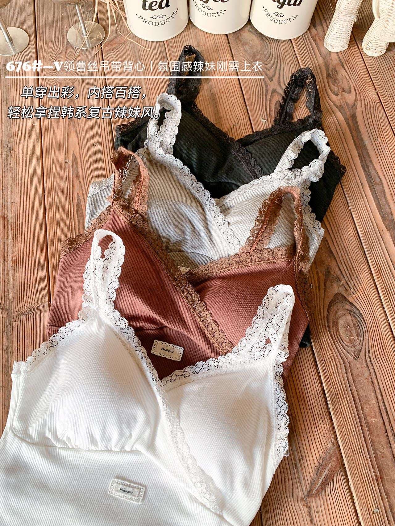 슬립 분위기 센스 화이트 여름 투명 플랫 칼라 캐미솔 상세 이미지 19