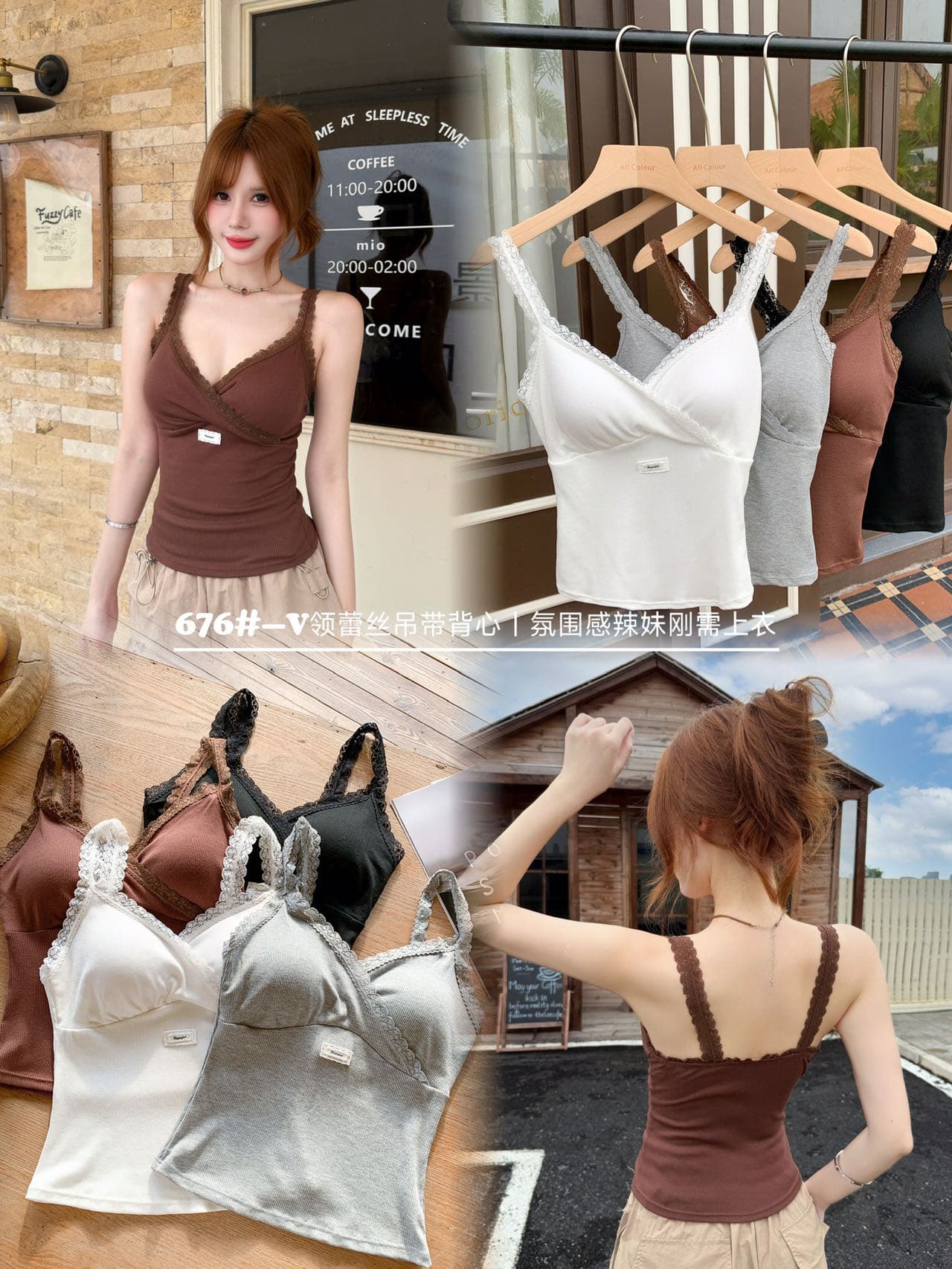 슬립 분위기 센스 화이트 여름 투명 플랫 칼라 캐미솔 상세 이미지 20