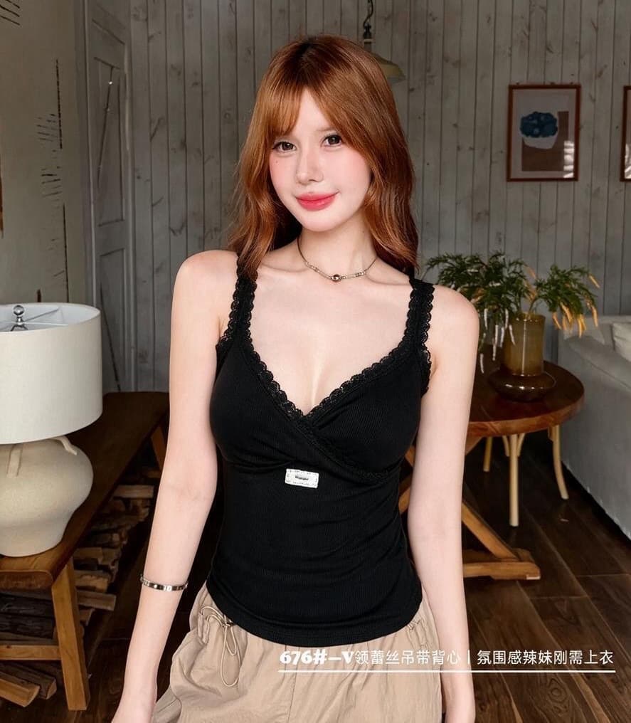 슬립 분위기 센스 화이트 여름 투명 플랫 칼라 캐미솔 상세 이미지 23