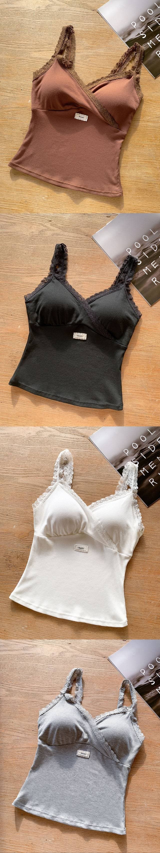슬립 분위기 센스 화이트 여름 투명 플랫 칼라 캐미솔 상세 이미지 26