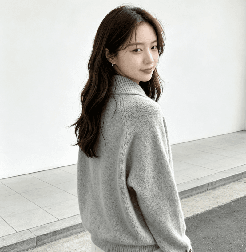 한국 동대문 새로운 스탠드 칼라 반 개방 버클 루즈핏 단색 긴팔 풀오버 두꺼운 스웨터 가을 겨울 새로운 품격 상세 이미지 16