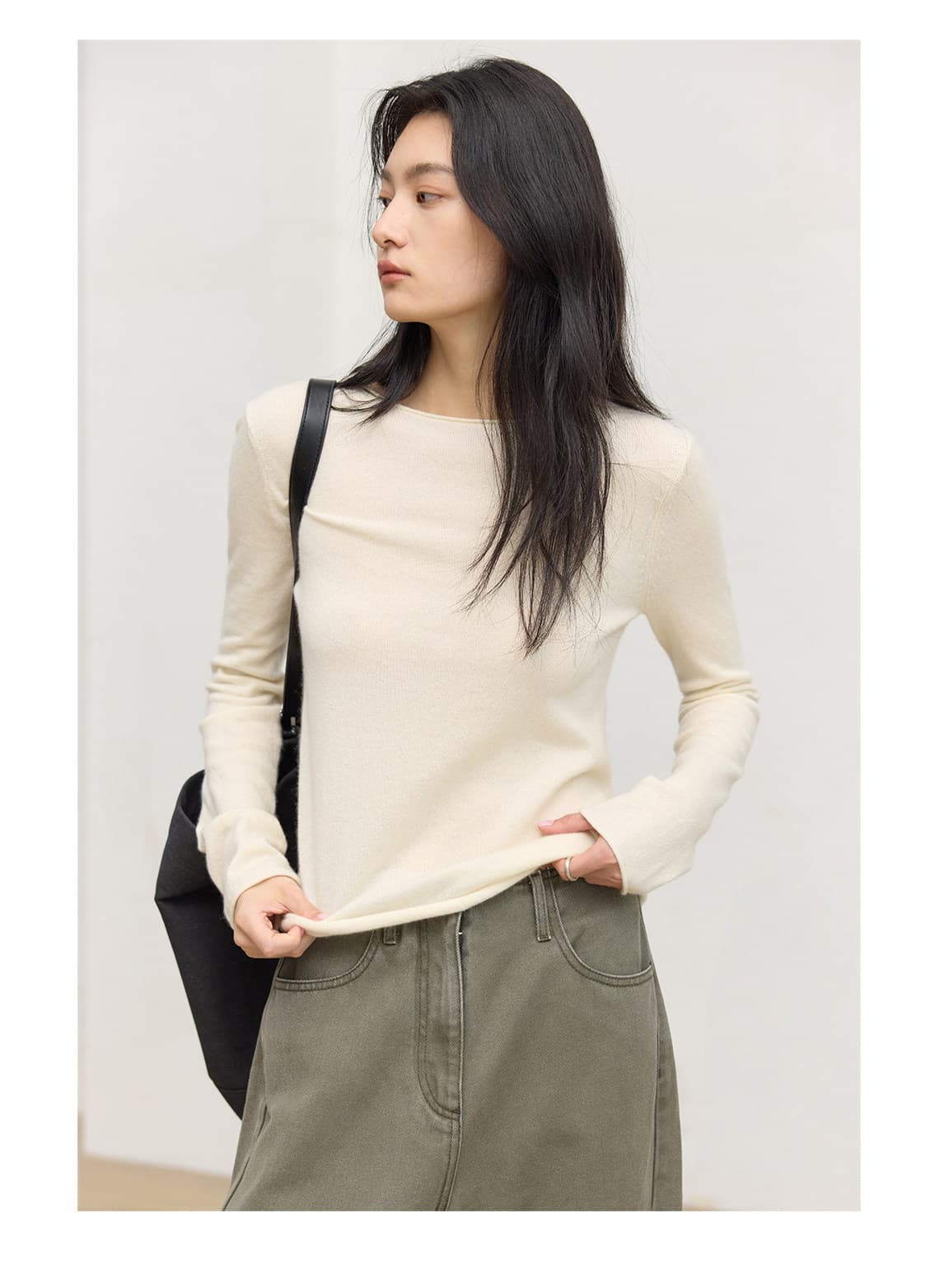프랑스식 볼륨 측면 작은 원 칼라 긍정적 인 어깨 스웨터 만나는 니트 스웨터 여성 인사이드 가져 가라. 가을 겨울 새로운 인사이드 가져 가라. 스택 착용 맨위 트렌디 상세 이미지 19