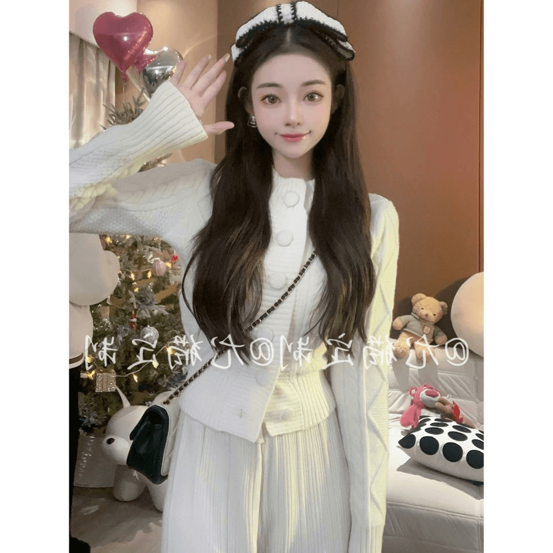 한 부서 작은 대중 디자인 센스 꽈배기 두꺼운 몸매 가꾸기 스웨터 여성 코트 가을 겨울 새로운 품격 스탠드 칼라 니트 오픈 가디건 이미지 3