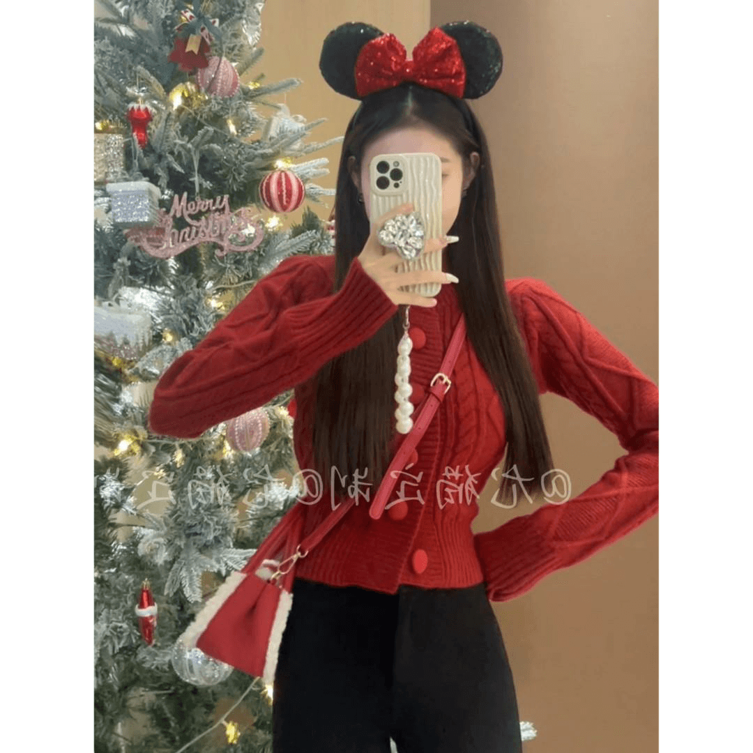 한 부서 작은 대중 디자인 센스 꽈배기 두꺼운 몸매 가꾸기 스웨터 여성 코트 가을 겨울 새로운 품격 스탠드 칼라 니트 오픈 가디건 이미지 2