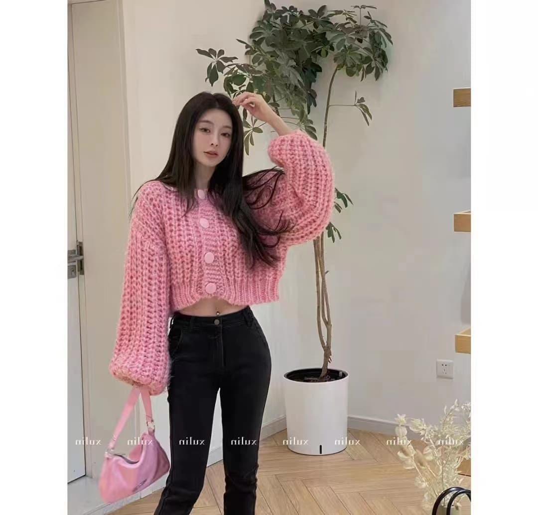 한 부서 한 번 작은 짭짤한 새로운 인터넷 유명인 봄 가을 스웨터 오픈 가디건 여성 슈퍼 잘 생긴 Chic 서리가 내린 부서 니트 맨위 재킷 이미지 3