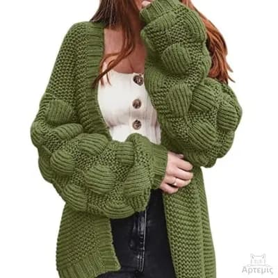 AliExpress 아마존 유럽과 미국 국경 간 대외 무역 오픈 가디건 스웨터 니트 스웨터 롱 코트 루즈핏 두꺼움 여성 코트 상세 이미지 2