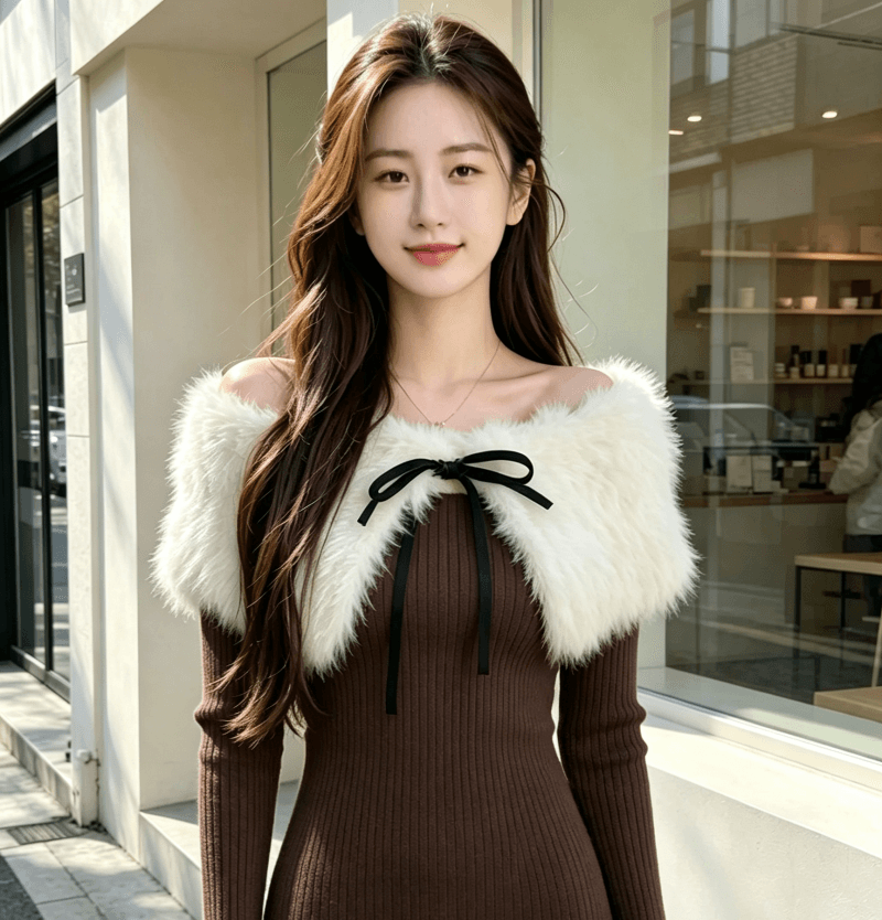 2026 가을 겨울 아름다운 자이언트 잘 생긴 패션 연령 감소 아름다운 품격 느긋한 분위기 센스 화이트 모피 패치워크 맨위 상세 이미지 9