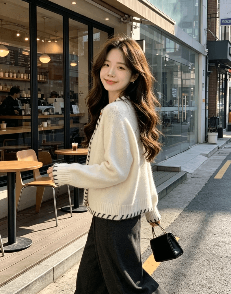 한국 동대문 디자인 센스 작은 대중 스웨터 여자 가을 겨울 작은 키 새로운 외국 가스 니트 오픈 가디건 맨위 여성 짧은 상세 이미지 2