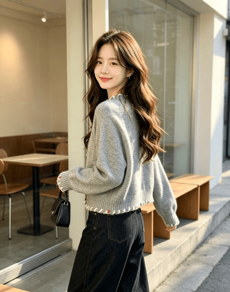 한국 동대문 디자인 센스 작은 대중 스웨터 여자 가을 겨울 작은 키 새로운 외국 가스 니트 오픈 가디건 맨위 여성 짧은 상세 이미지 9