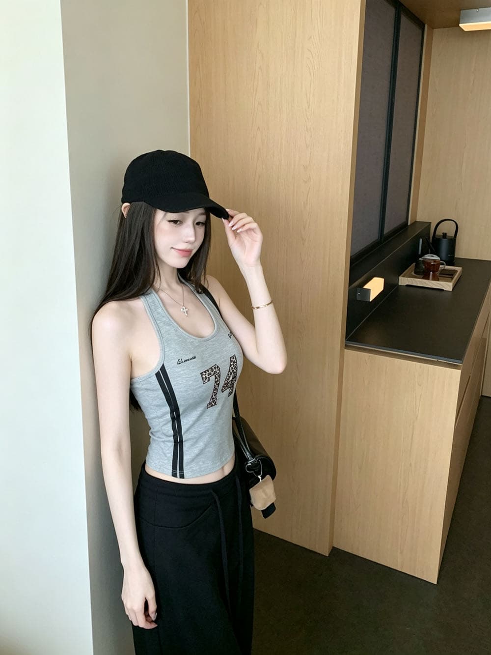 가을 새로운 벨트 가슴 패드 아메리칸 핫걸 디자인 센스 프린트 아름다움 뒤로 몸매 가꾸기 야외 스포츠 조끼 상세 이미지 23