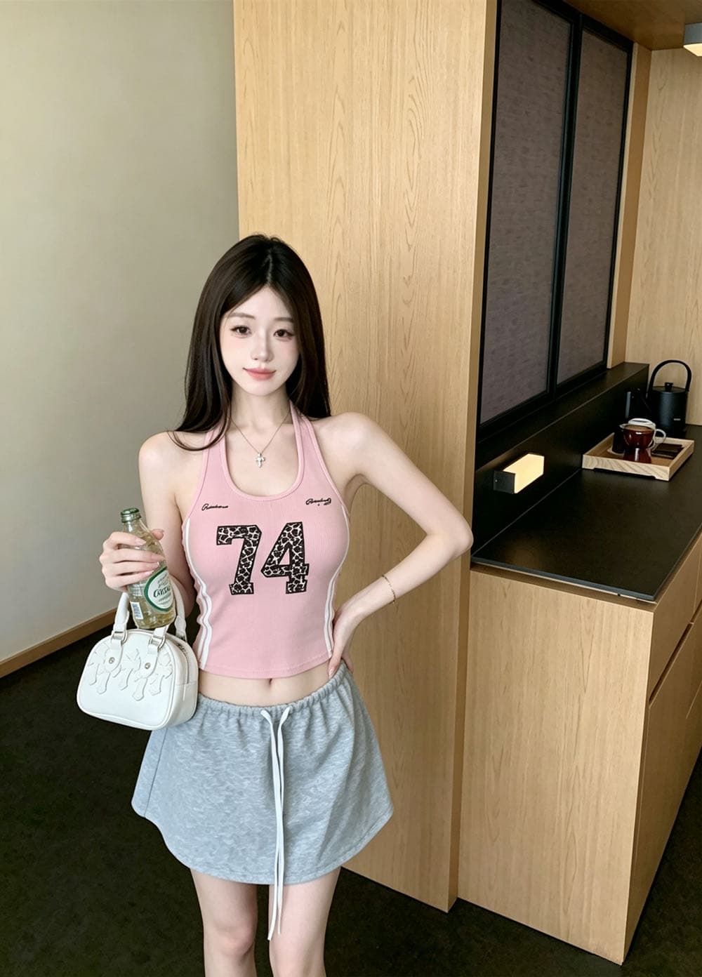 가을 새로운 벨트 가슴 패드 아메리칸 핫걸 디자인 센스 프린트 아름다움 뒤로 몸매 가꾸기 야외 스포츠 조끼 상세 이미지 28