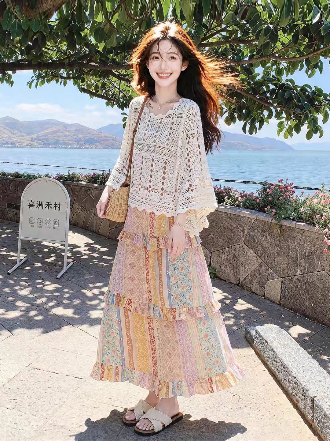 이른 가을 새로운 디자인 센스 작은 대중 프랑스식 홀로우 아웃 자외선 차단 블라우스 맨위 여성 이른 가을 외부 가져 가라. 슈퍼 잘 생긴 니트 스웨터 상세 이미지 1