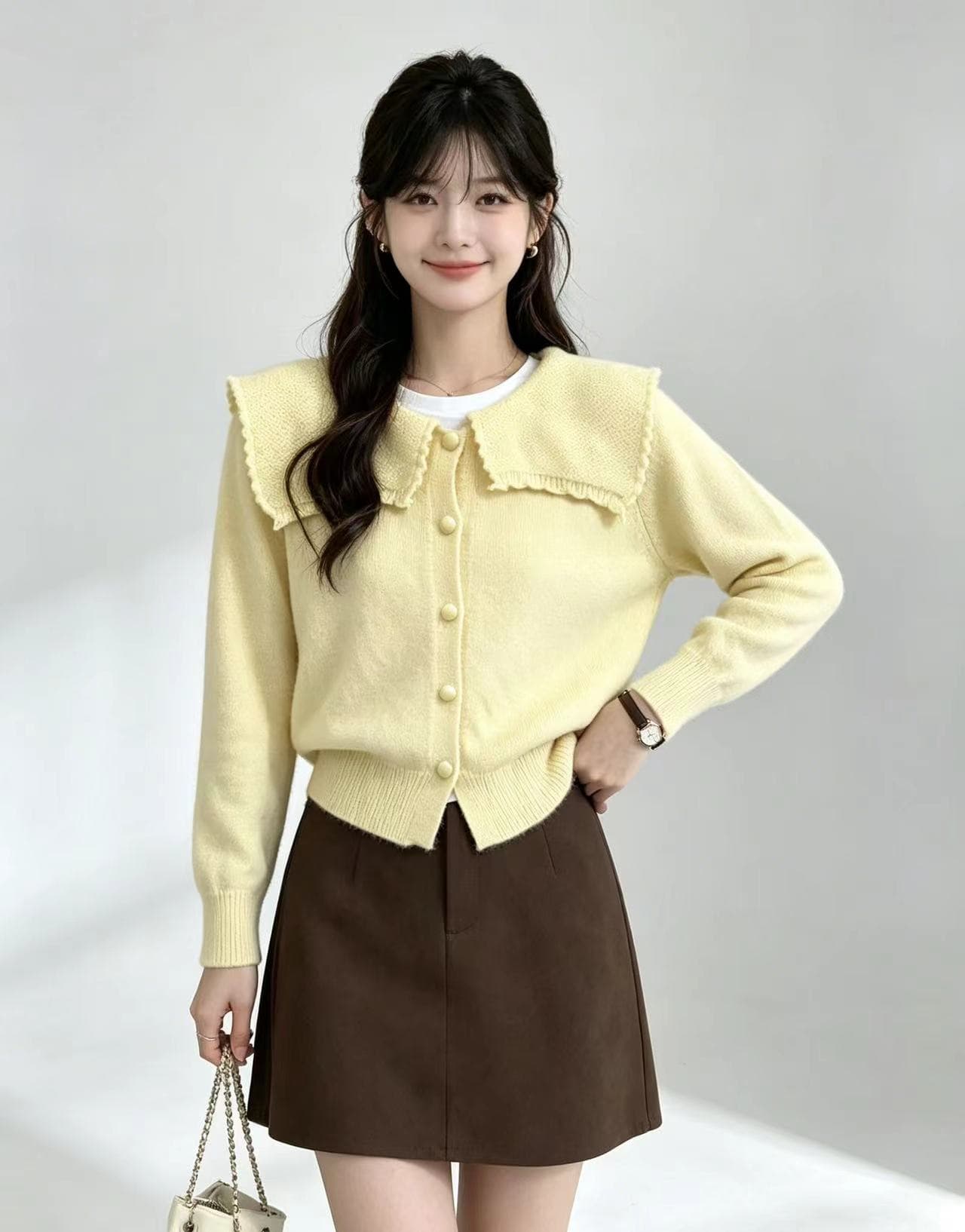 폴로 칼라 스웨터 여자 가을 겨울 작은 샤넬 스타일 귀여운 연령 감소 니트 스웨터 외국 가스 맨위 이미지 4
