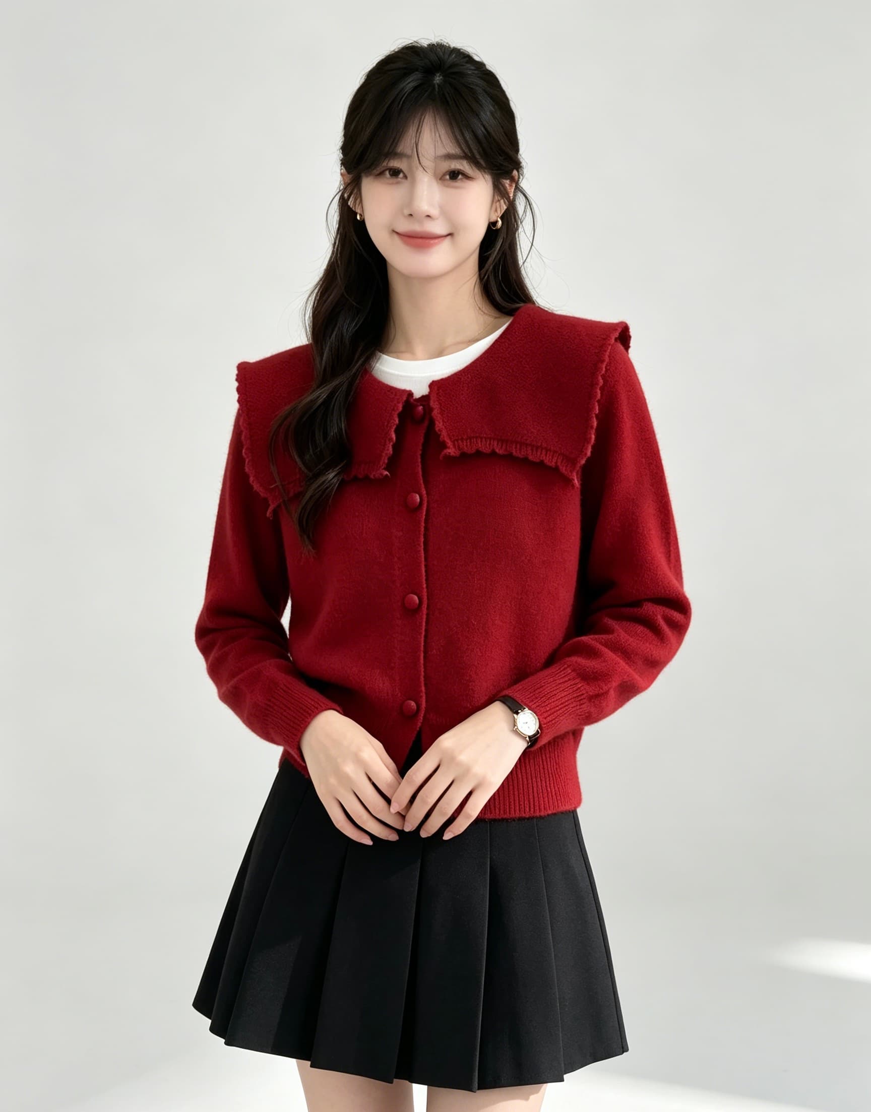 폴로 칼라 스웨터 여자 가을 겨울 작은 샤넬 스타일 귀여운 연령 감소 니트 스웨터 외국 가스 맨위 상세 이미지 3