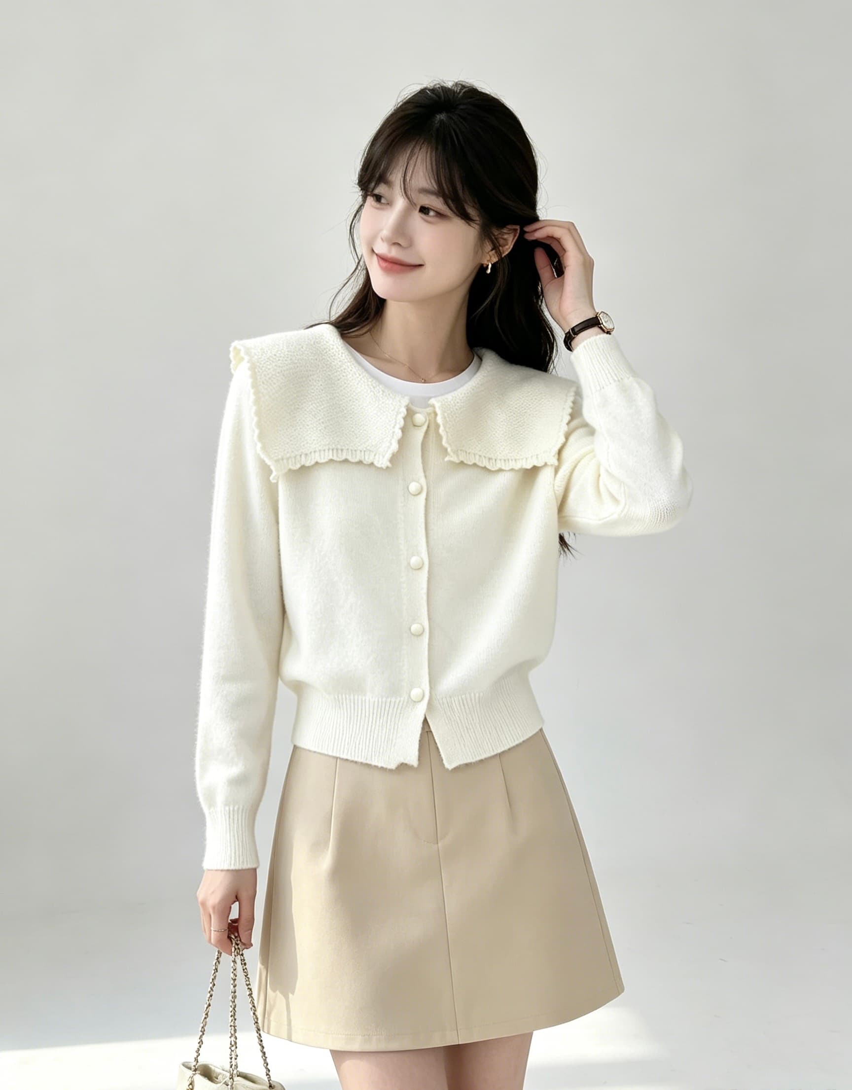폴로 칼라 스웨터 여자 가을 겨울 작은 샤넬 스타일 귀여운 연령 감소 니트 스웨터 외국 가스 맨위 상세 이미지 4