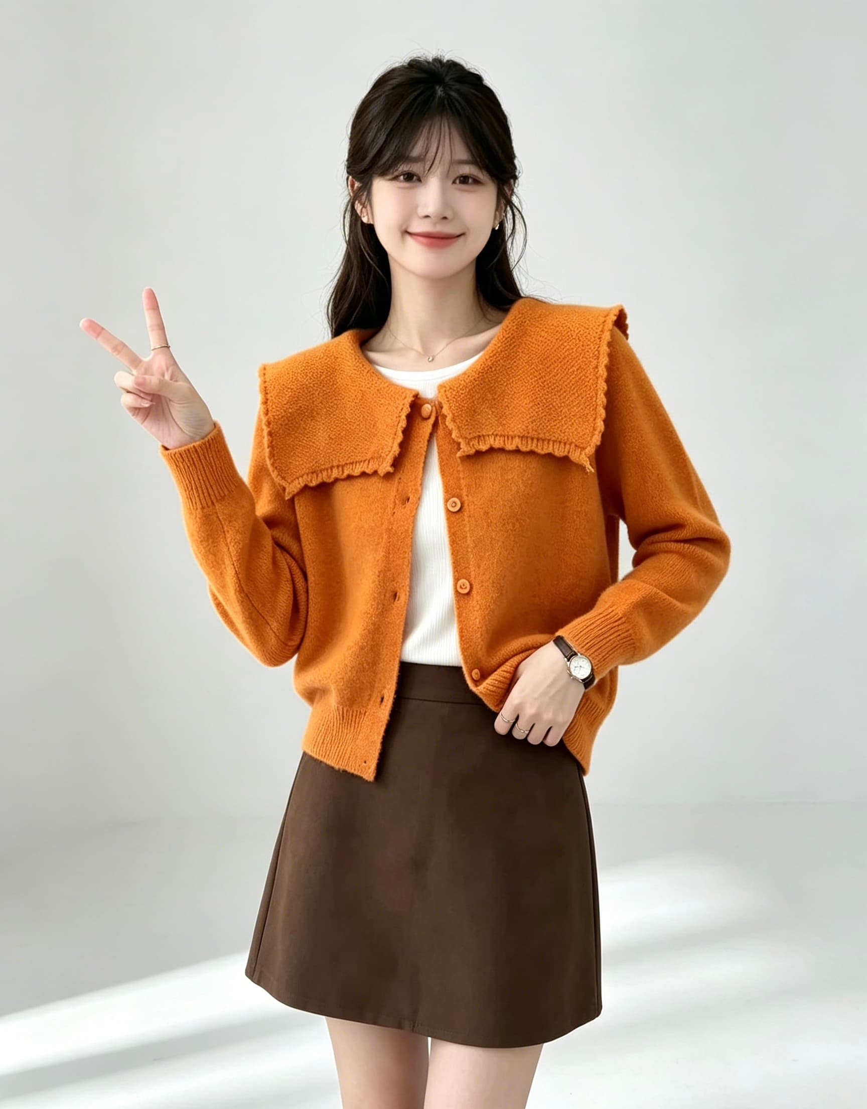 폴로 칼라 스웨터 여자 가을 겨울 작은 샤넬 스타일 귀여운 연령 감소 니트 스웨터 외국 가스 맨위 상세 이미지 9