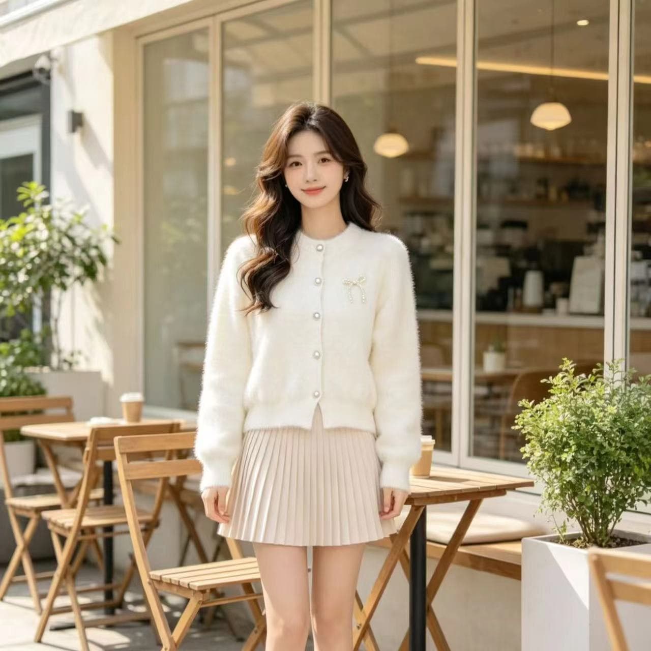 작은 샤넬 스타일 밍크 플리스 오픈 가디건 스웨터 여자 가을 겨울 신제품 루즈핏 학원 스타일 니트 스웨터 외출용 재킷 상세 이미지 9