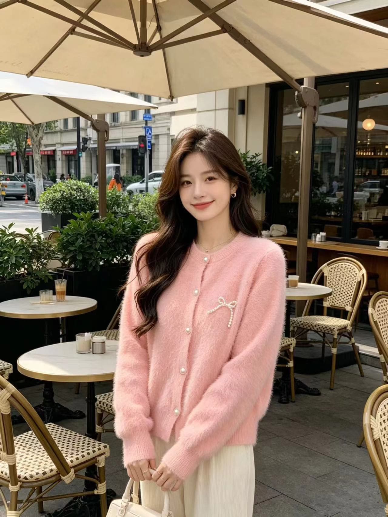 작은 샤넬 스타일 밍크 플리스 오픈 가디건 스웨터 여자 가을 겨울 신제품 루즈핏 학원 스타일 니트 스웨터 외출용 재킷 상세 이미지 11