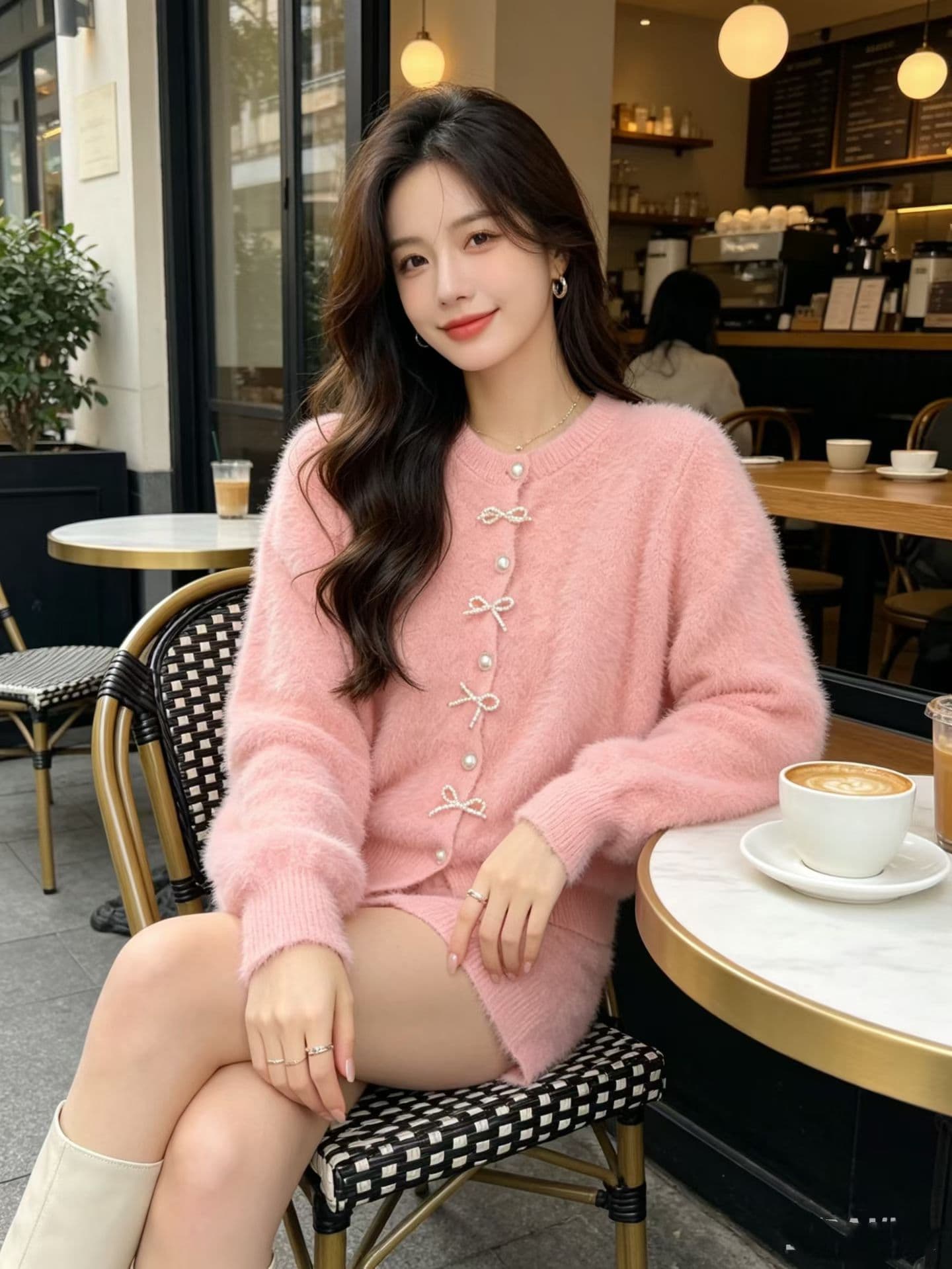 3 차원 나비 매듭 모방 밍크 플리스 니트 오픈 가디건 여성 가을 겨울 새로운 와이드 부드러운 찹쌀 다용도 스웨터 코트 상세 이미지 6