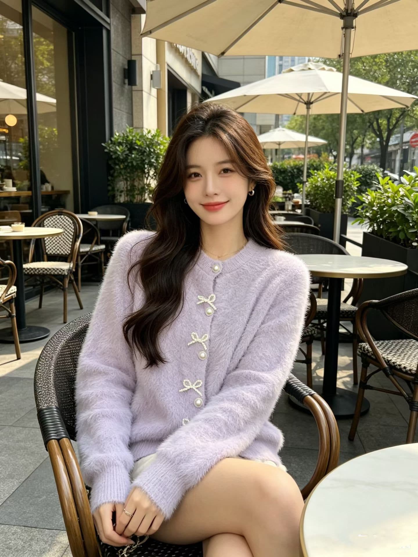 3 차원 나비 매듭 모방 밍크 플리스 니트 오픈 가디건 여성 가을 겨울 새로운 와이드 부드러운 찹쌀 다용도 스웨터 코트 상세 이미지 7