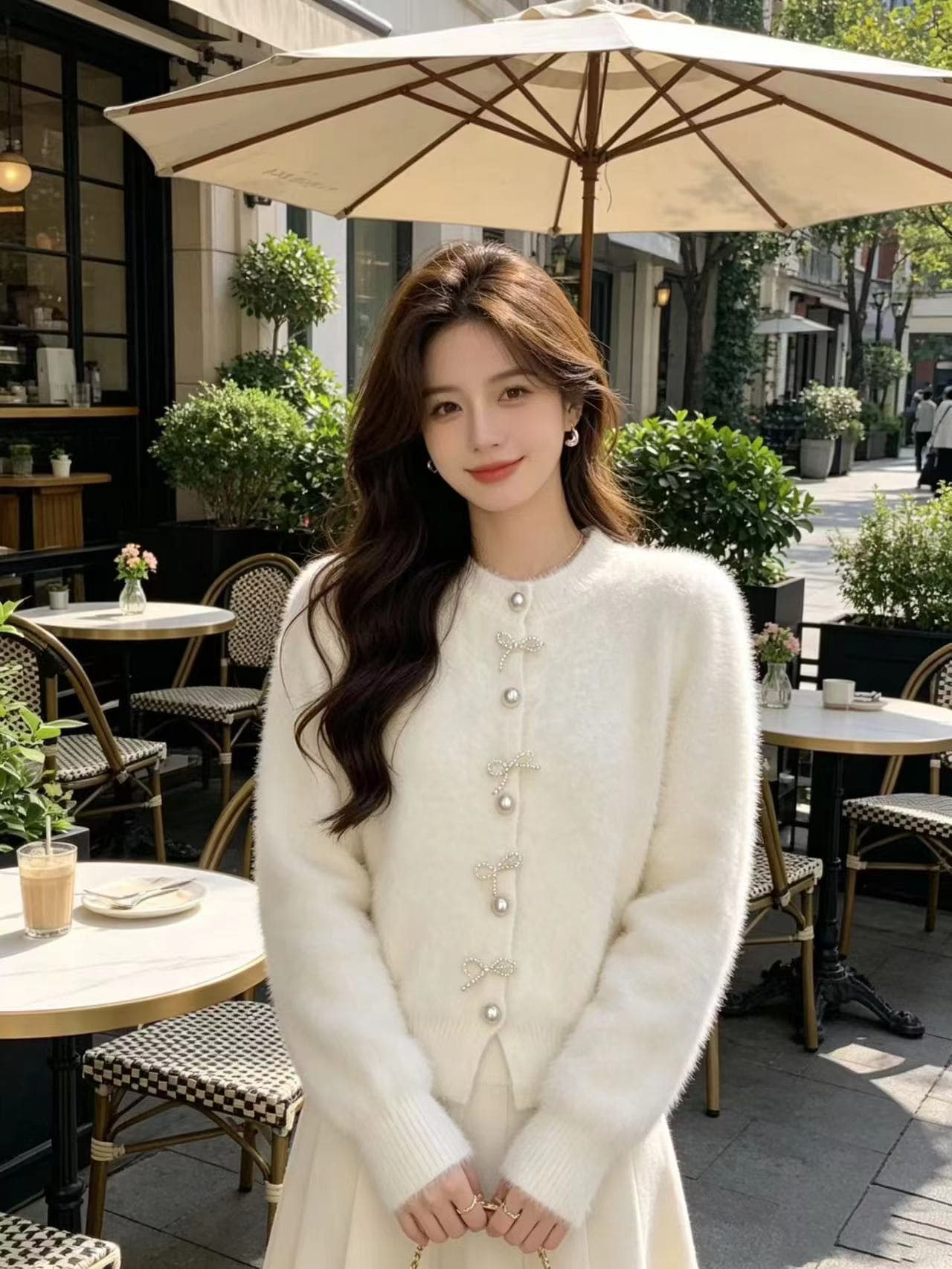 3 차원 나비 매듭 모방 밍크 플리스 니트 오픈 가디건 여성 가을 겨울 새로운 와이드 부드러운 찹쌀 다용도 스웨터 코트 상세 이미지 9