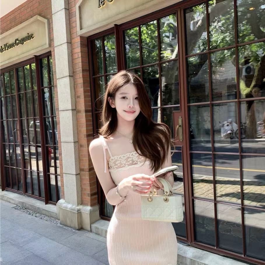 프랑스식 순수한 욕망 바람 레이스 레이스 슬립 여성 드레스 여름 달콤함 핑크색 타이트 스커트 몸매 가꾸기 슬림해 보이는 미니 스커트 이미지 4