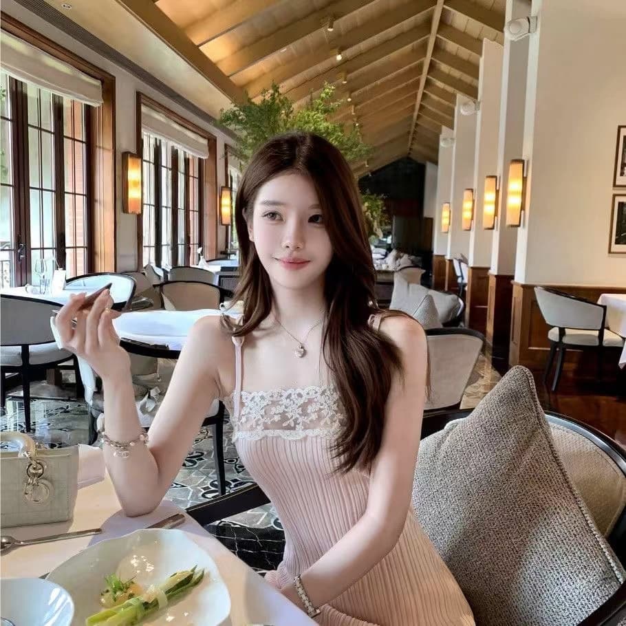 프랑스식 순수한 욕망 바람 레이스 레이스 슬립 여성 드레스 여름 달콤함 핑크색 타이트 스커트 몸매 가꾸기 슬림해 보이는 미니 스커트 이미지 5