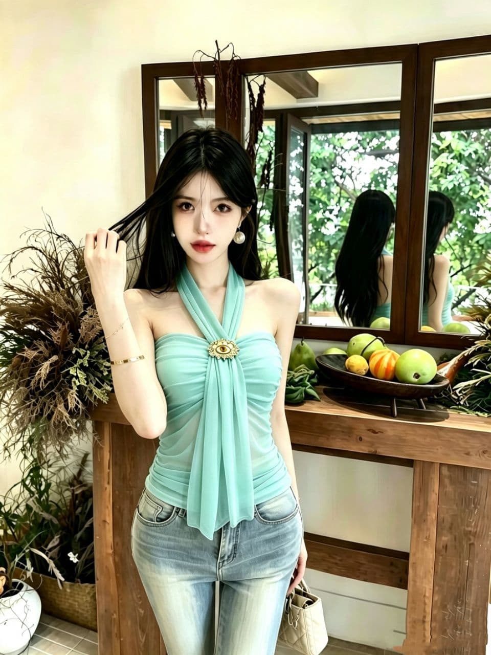 새로운 단색 몸매 가꾸기 섹시함 ins 망사 행침 목 스트랩 백리스 신축성 휴가 바람 조끼 맨위 여성 상세 이미지 15
