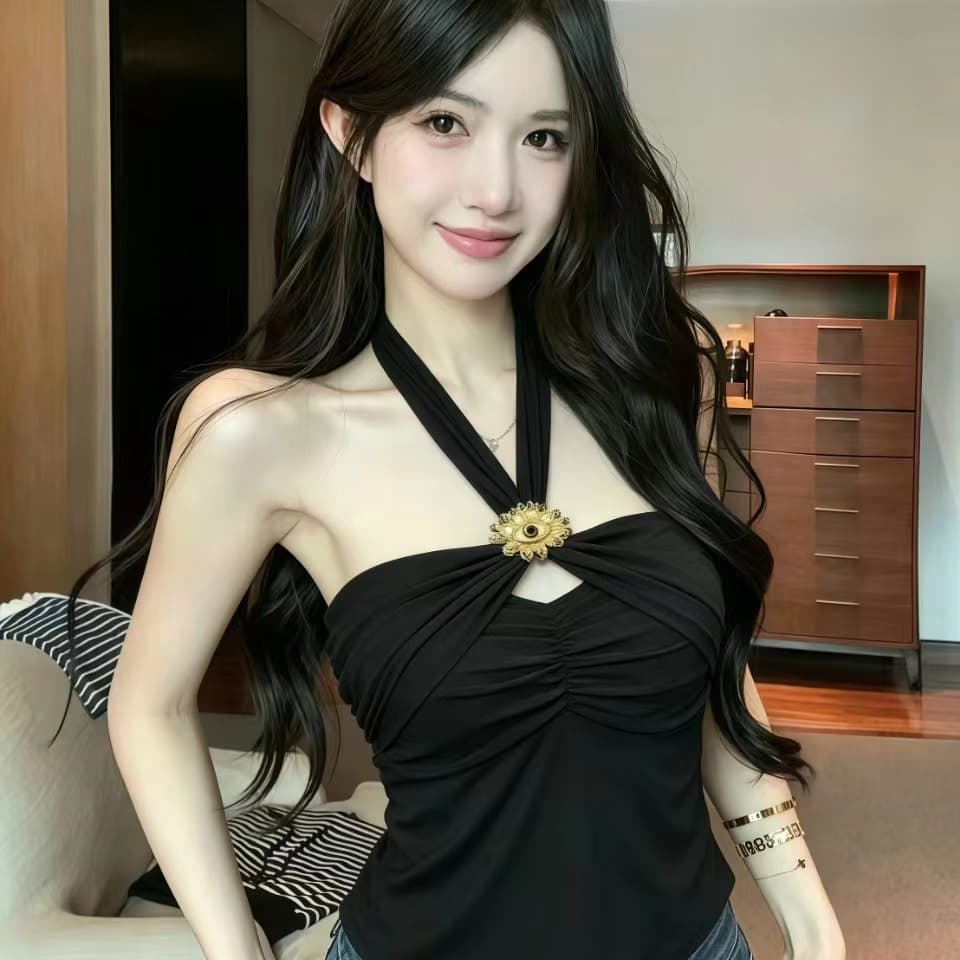 새로운 단색 몸매 가꾸기 섹시함 ins 망사 행침 목 스트랩 백리스 신축성 휴가 바람 조끼 맨위 여성 상세 이미지 20