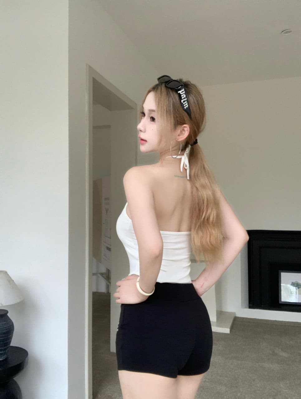 거리 기능 바람 징 행침 목 맨위 십자가 디자인 핫걸 백리스 높음 포크 올인원 캐미솔 여름 상세 이미지 19
