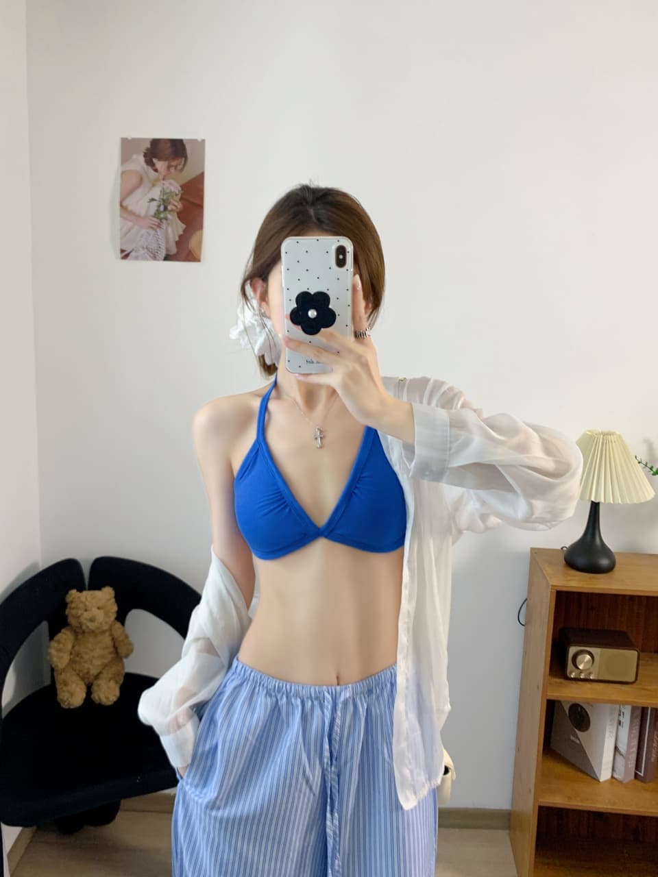삼각형 컵 행침 목 속옷 부서 동점 슬립 인사이드 가져 가라. 외출용 작은 가슴 비키니 섹시한 아름다움 뒤로 브래지어 상세 이미지 8
