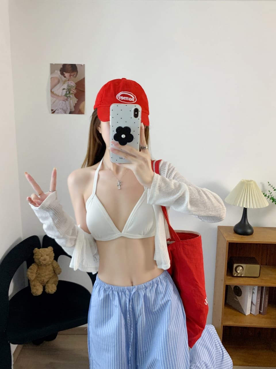 삼각형 컵 행침 목 속옷 부서 동점 슬립 인사이드 가져 가라. 외출용 작은 가슴 비키니 섹시한 아름다움 뒤로 브래지어 상세 이미지 18