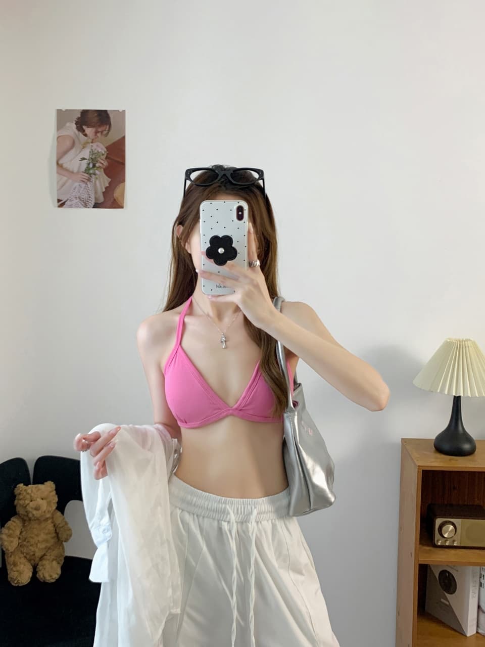 삼각형 컵 행침 목 속옷 부서 동점 슬립 인사이드 가져 가라. 외출용 작은 가슴 비키니 섹시한 아름다움 뒤로 브래지어 상세 이미지 19