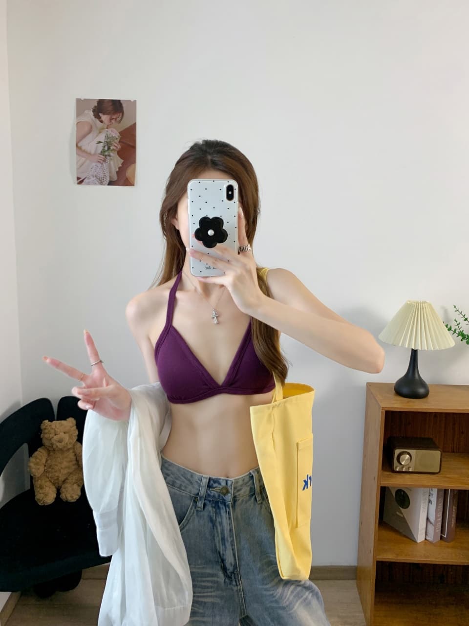 삼각형 컵 행침 목 속옷 부서 동점 슬립 인사이드 가져 가라. 외출용 작은 가슴 비키니 섹시한 아름다움 뒤로 브래지어 상세 이미지 29