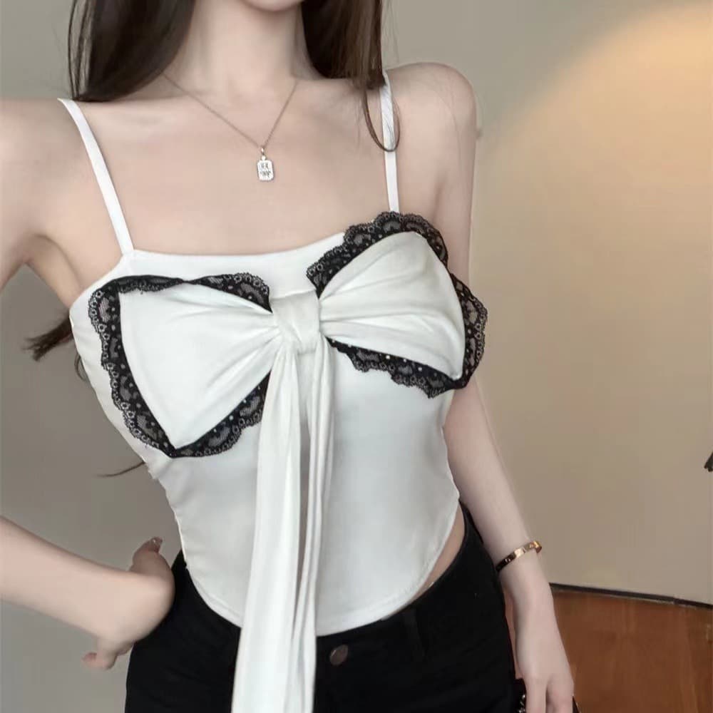 섹시함 핫걸 슈퍼 화재 레이스 조각 슬립 작은 조끼 여름 빅 사이즈 여성 의류 몸매 가꾸기 슬림해 보이는 니트 맨위 트렌디 이미지 5