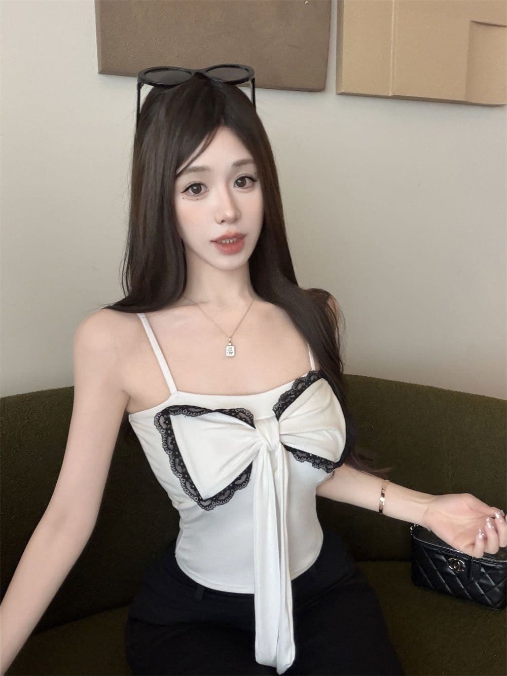 섹시함 핫걸 슈퍼 화재 레이스 조각 슬립 작은 조끼 여름 빅 사이즈 여성 의류 몸매 가꾸기 슬림해 보이는 니트 맨위 트렌디 상세 이미지 14