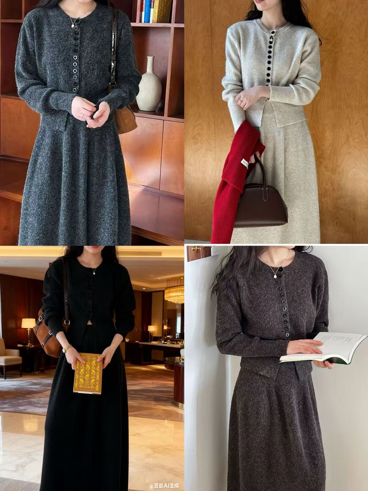한국 스타일 작은 샤넬 스타일 니트 세트 드레스 여성 봄 새로운 프랑스식 명문 여성 바람 차 부서 착용 가져 가라. 투피스 세트