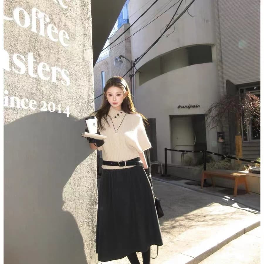 2026 새로운 스웨터 부유 한 가족 천 골드 miu 부서 착용 가져 가라. 폴로 칼라 중간 소매 니트 스웨터 다용도 상세 이미지 14