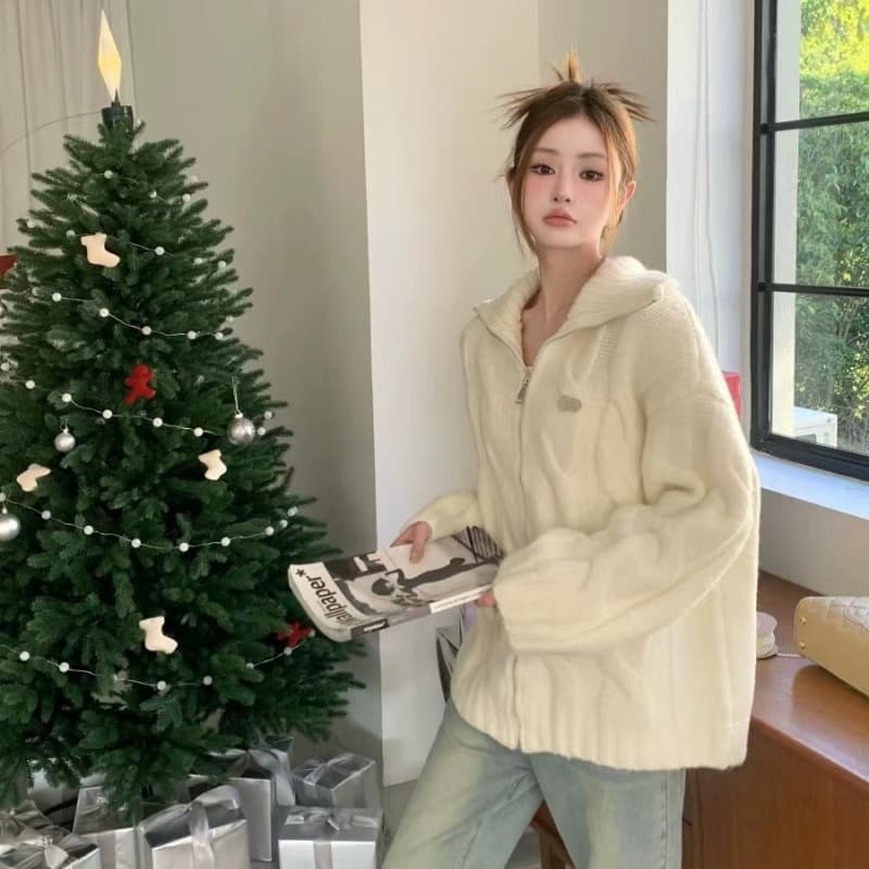 프랑스식 베르사이유 Chic 아름다운 분위기 센스 슈퍼 잘 생긴 부드러운 찹쌀 바람 인사이드 가져 가라. 만나는 긴팔 니트 맨위 여성 겨울 이미지 2