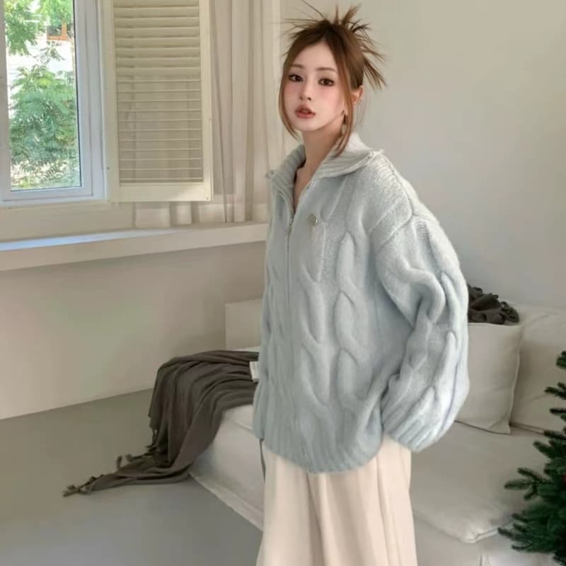 프랑스식 베르사이유 Chic 아름다운 분위기 센스 슈퍼 잘 생긴 부드러운 찹쌀 바람 인사이드 가져 가라. 만나는 긴팔 니트 맨위 여성 겨울 상세 이미지 8