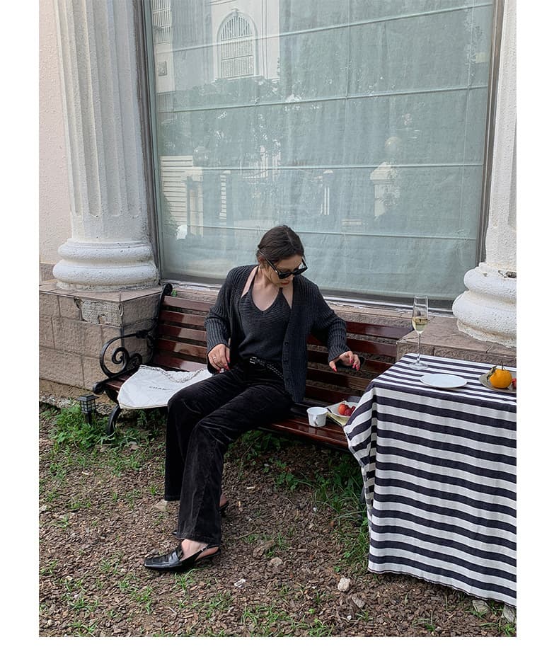 페이크 레이어드 디자인 센스 V넥 행침 목 니트 오픈 가디건 여성 봄 가을 2026 새로운 느긋한 바람 루즈핏 스웨터 코트 상세 이미지 37